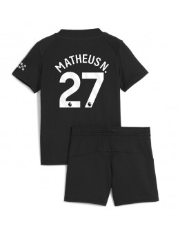 Manchester City Matheus Nunes #27 Replika Borta Kläder Barn 2025-26 Kortärmad (+ byxor)